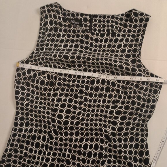 AGB Women’s Black White Circle Print Sleeveless Sheath Dress Classic Size 12 - Picture 12 of 15